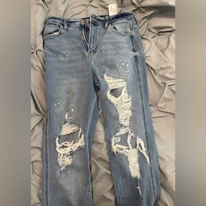 Hollister Smiley Face Mom Jeans